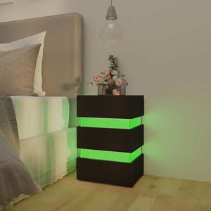 Κομοδίνο με LED Μαύρο 45 x 35 x 67 εκ. από Επεξεργασμένο Ξύλο