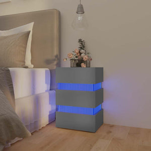 Κομοδίνο με LED Γκρι 45 x 35 x 67 εκ. από Επεξεργασμένο Ξύλο