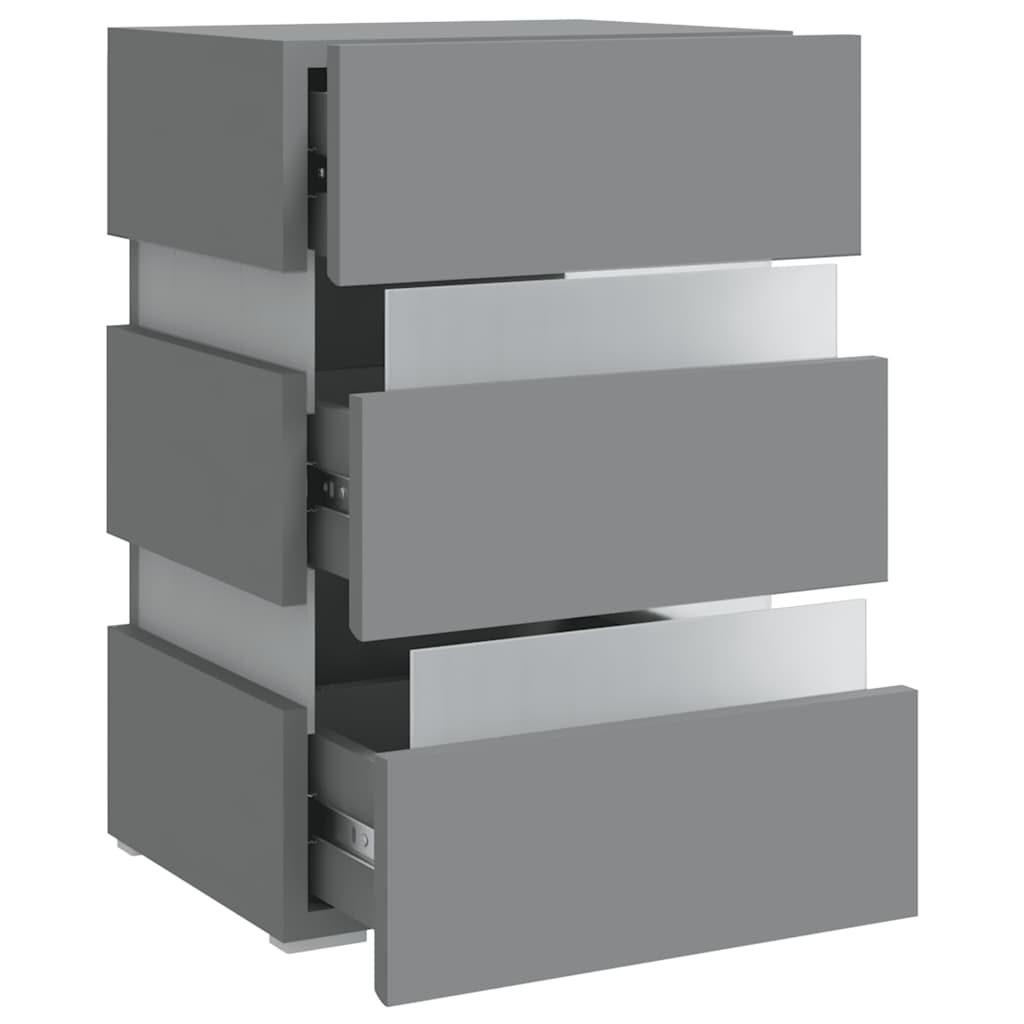 Κομοδίνο με LED Γκρι 45 x 35 x 67 εκ. από Επεξεργασμένο Ξύλο