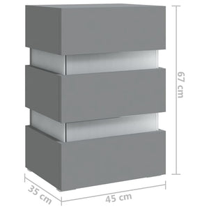 Κομοδίνο με LED Γκρι 45 x 35 x 67 εκ. από Επεξεργασμένο Ξύλο