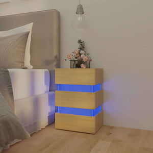Κομοδίνο με LED Sonoma Δρυς 45x35x67 εκ. από Επεξεργασμένο Ξύλο
