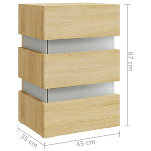 Κομοδίνο με LED Sonoma Δρυς 45x35x67 εκ. από Επεξεργασμένο Ξύλο