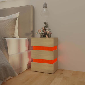 Κομοδίνο με LED Sonoma Δρυς 45x35x67 εκ. από Επεξεργασμένο Ξύλο