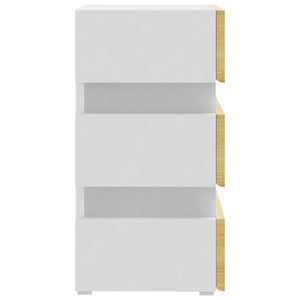 Κομοδίνο με LED Λευκό/Sonoma Δρυς 45x35x67 εκ. Επεξεργασμ. Ξύλο