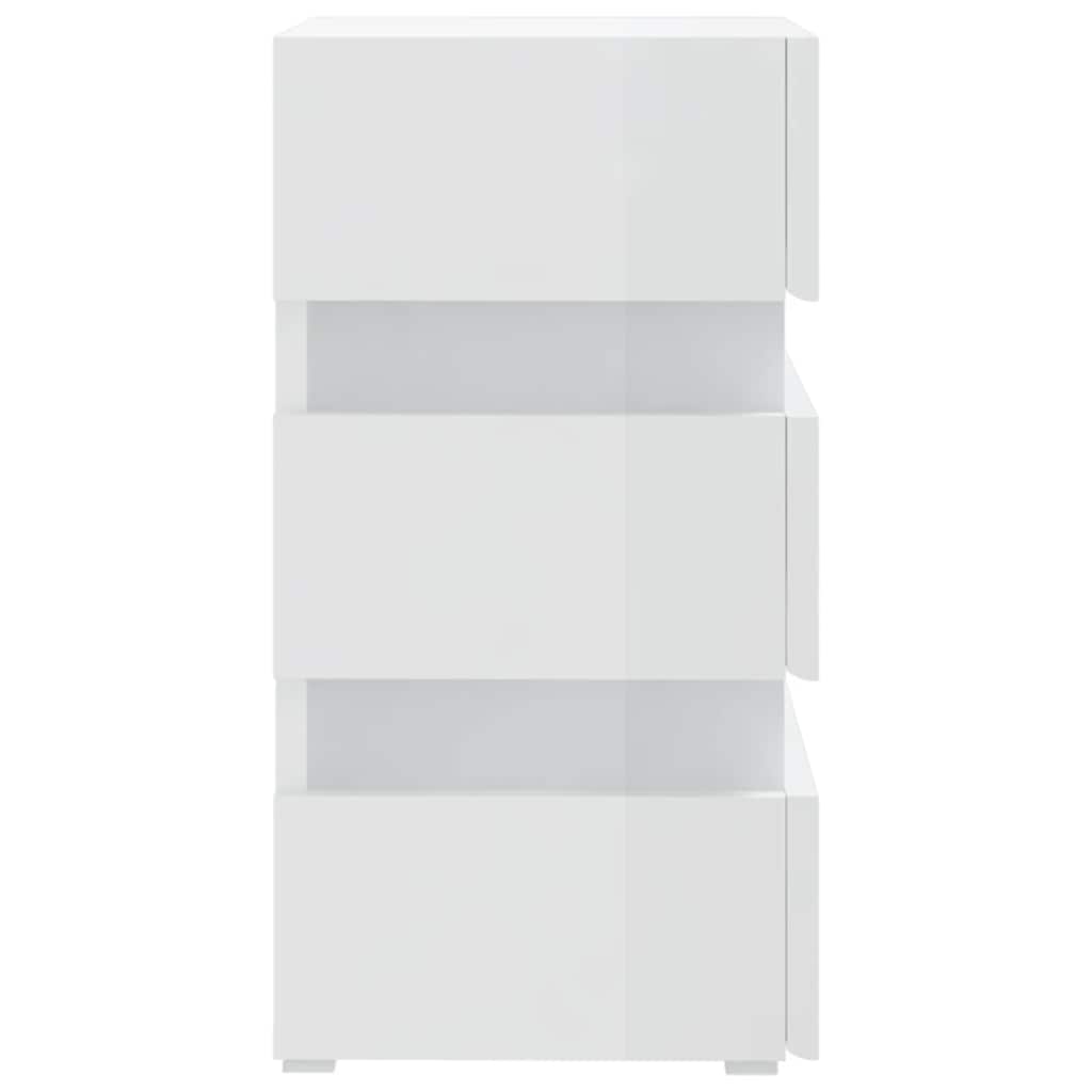 Κομοδίνο με LED Γυαλιστερό Λευκό 45x35x67 εκ. Επεξεργασμ. Ξύλο