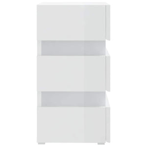 Κομοδίνο με LED Γυαλιστερό Λευκό 45x35x67 εκ. Επεξεργασμ. Ξύλο