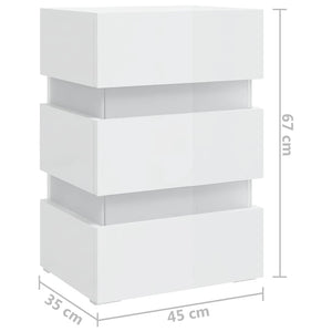 Κομοδίνο με LED Γυαλιστερό Λευκό 45x35x67 εκ. Επεξεργασμ. Ξύλο