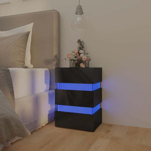 Κομοδίνο με LED Γυαλιστερό Μαύρο 45x35x67 εκ. Επεξεργασμ. Ξύλο