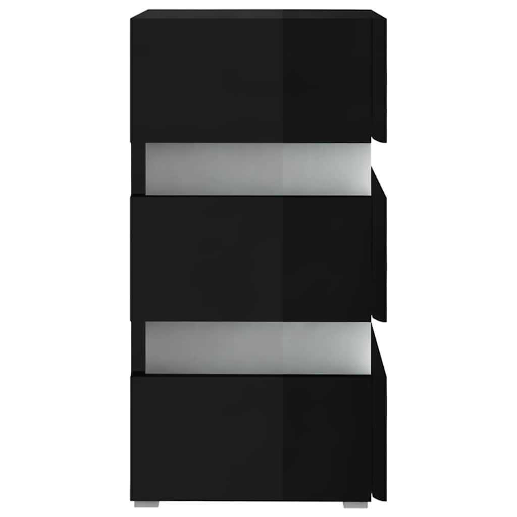 Κομοδίνο με LED Γυαλιστερό Μαύρο 45x35x67 εκ. Επεξεργασμ. Ξύλο
