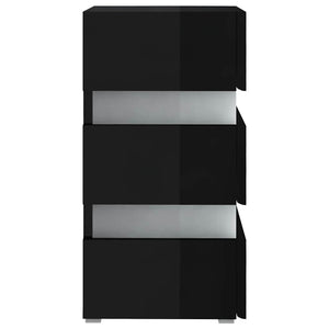 Κομοδίνο με LED Γυαλιστερό Μαύρο 45x35x67 εκ. Επεξεργασμ. Ξύλο