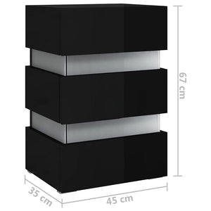 Κομοδίνο με LED Γυαλιστερό Μαύρο 45x35x67 εκ. Επεξεργασμ. Ξύλο