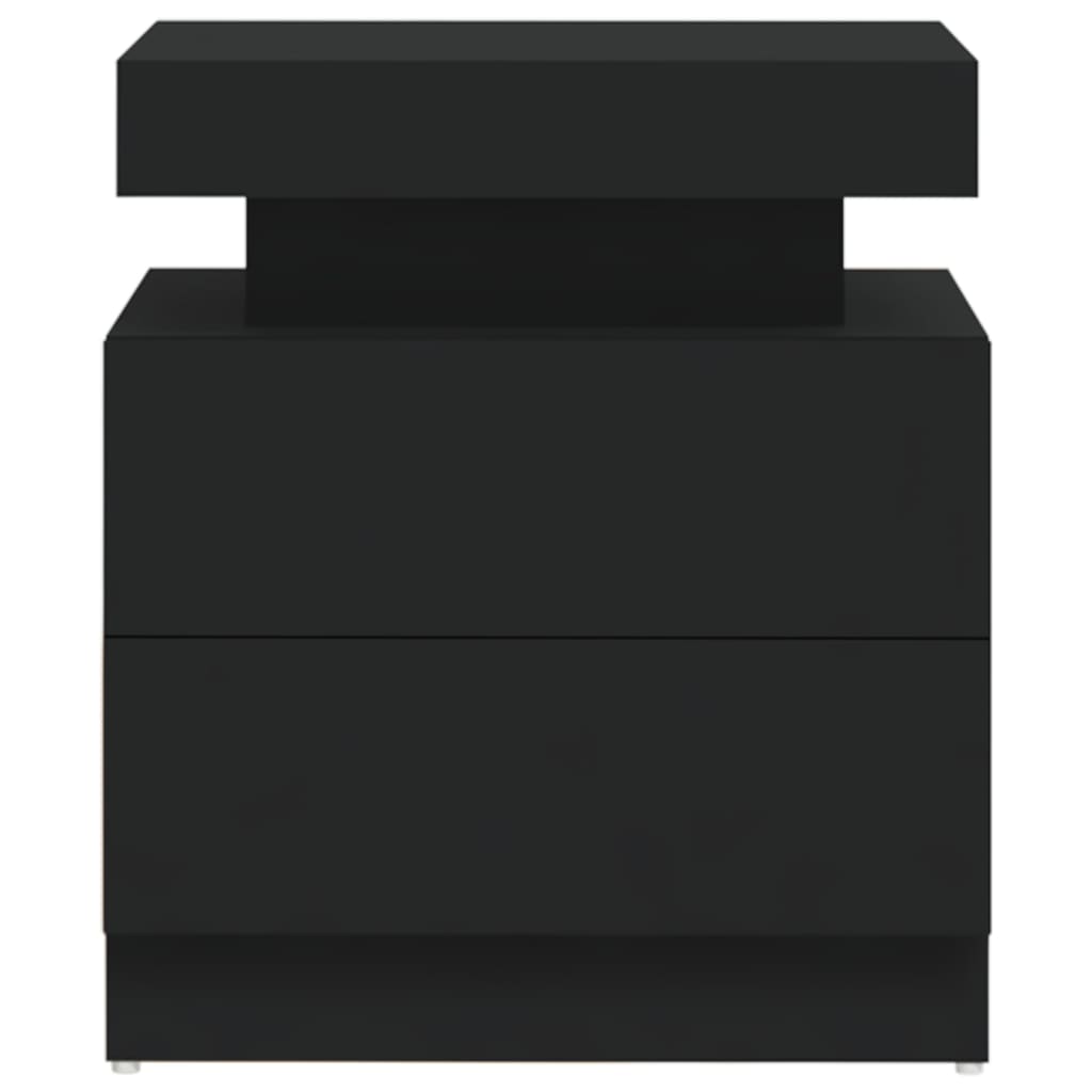Κομοδίνο Μαύρο 40 x 35 x 52 εκ. από Επεξ. Ξύλο