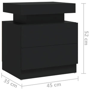 Κομοδίνο Μαύρο 40 x 35 x 52 εκ. από Επεξ. Ξύλο