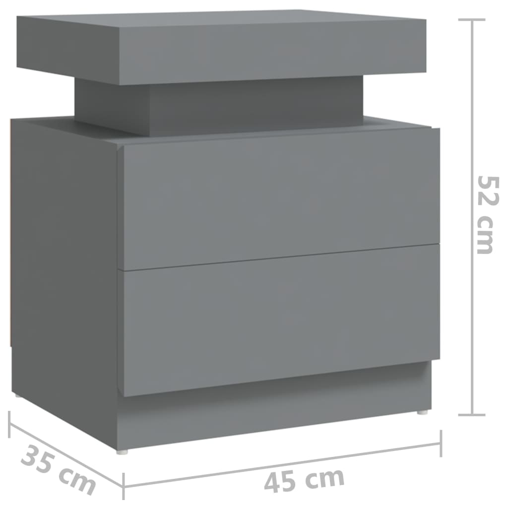 Κομοδίνο Γκρι 40 x 35 x 52 εκ. από Επεξ. Ξύλο