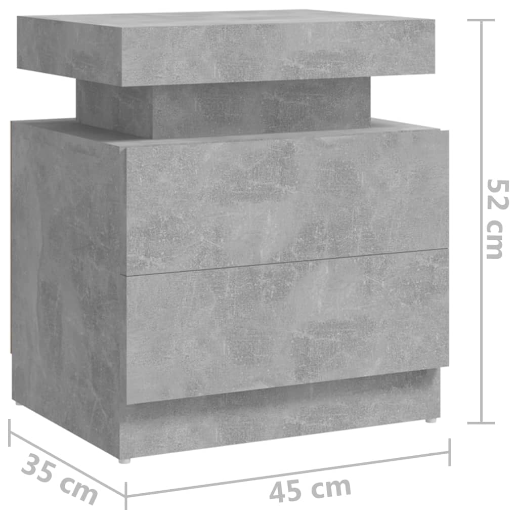 Κομοδίνο Γκρι Σκυροδέματος 45 x 35 x 52 εκ. από Επεξεργ. Ξύλο
