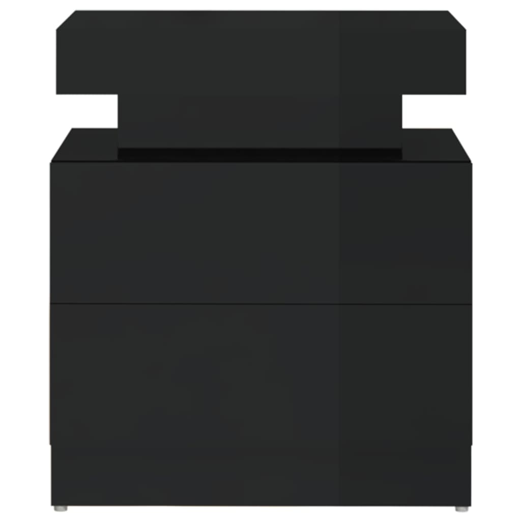 Κομοδίνο Γυαλιστερό Μαύρο 45x35x52 εκ. από Επεξ. Ξύλο