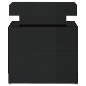 Κομοδίνο Γυαλιστερό Μαύρο 45x35x52 εκ. από Επεξ. Ξύλο