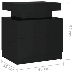Κομοδίνο Γυαλιστερό Μαύρο 45x35x52 εκ. από Επεξ. Ξύλο