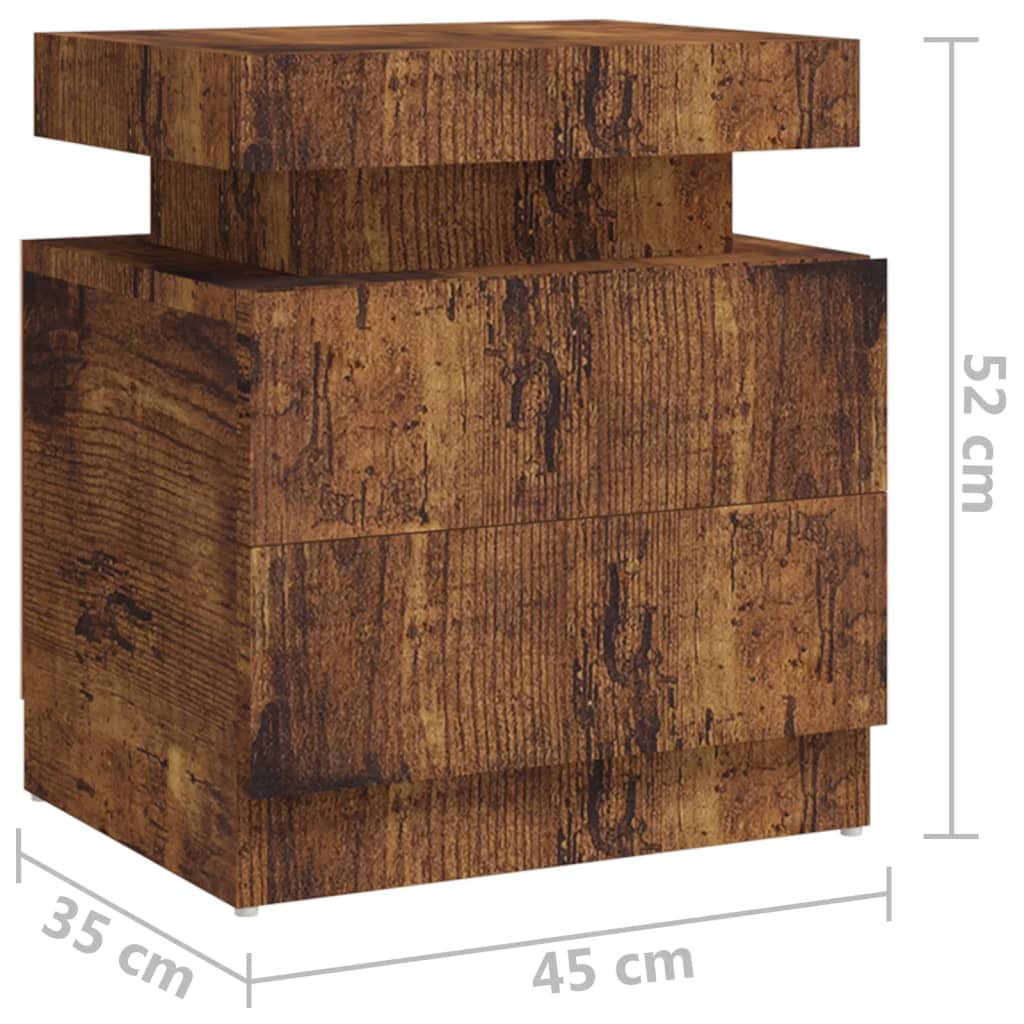 Κομοδίνο Καπνιστή Δρυς 45 x 35 x 52 εκ. από Επεξεργασμένο Ξύλο