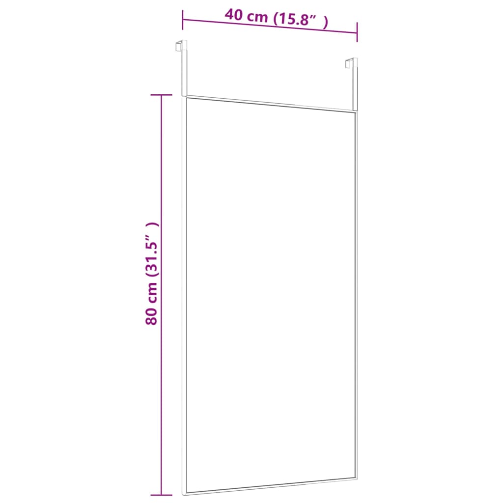 Καθρέπτης Πόρτας Μαύρος 40x80 εκ. από Γυαλί και Αλουμίνιο