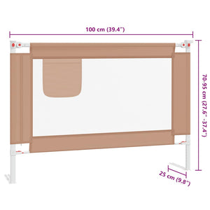 Μπάρα Κρεβατιού Προστατευτική Taupe 100 x 25 εκ. Υφασμάτινη - Pakobazaar