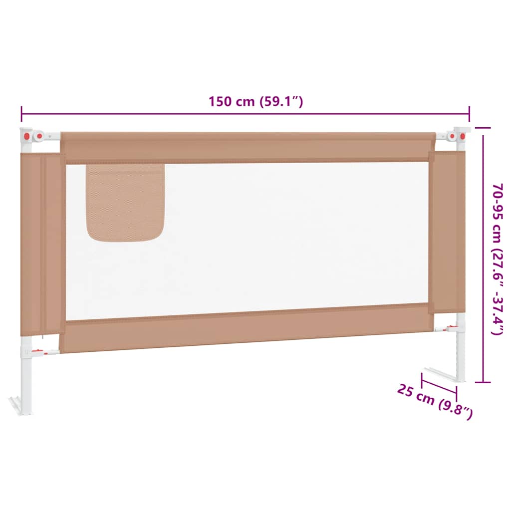 Μπάρα Κρεβατιού Προστατευτική Taupe 150 x 25 εκ. Υφασμάτινη - Pakobazaar