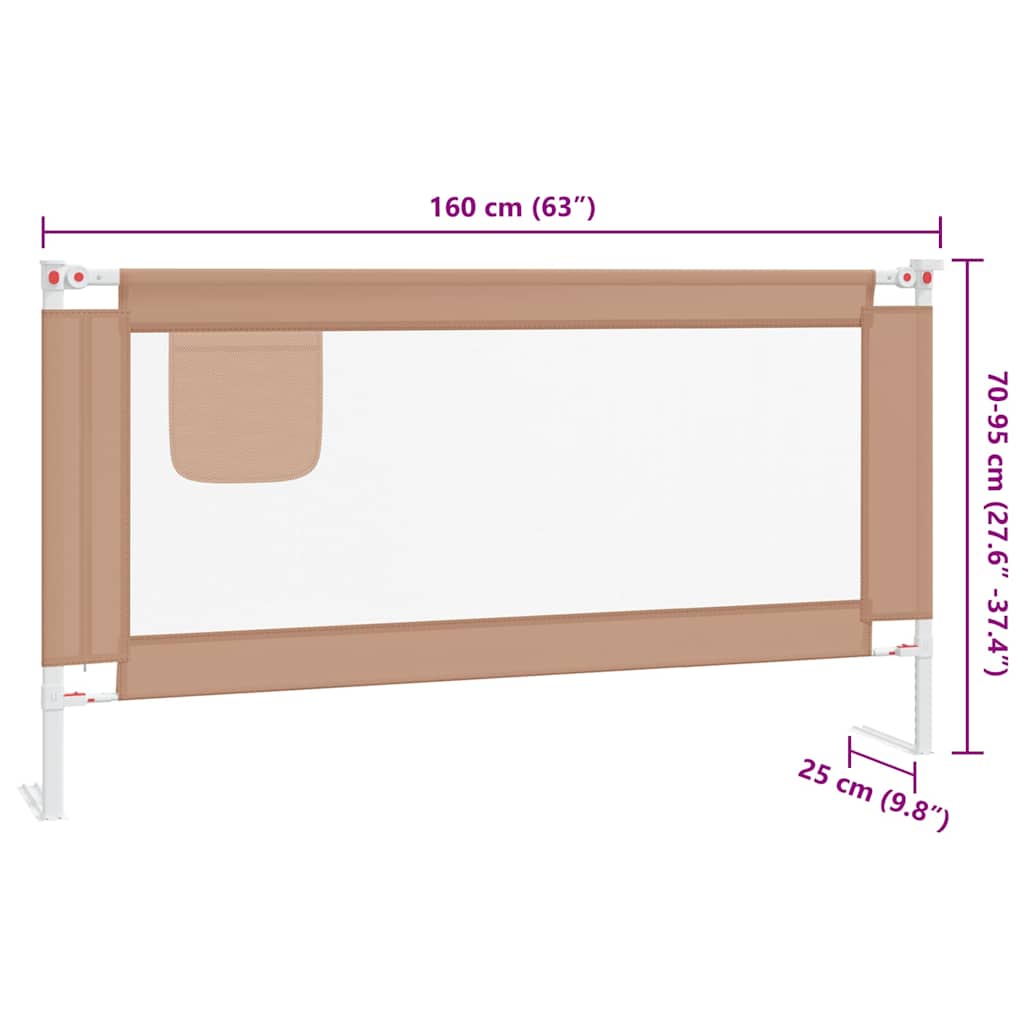 Μπάρα Κρεβατιού Προστατευτική Taupe 180 x 25 εκ. Υφασμάτινη - Pakobazaar
