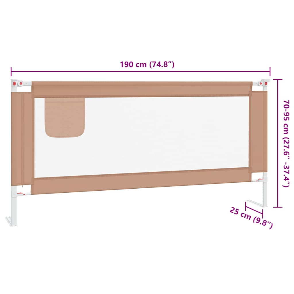 Μπάρα Κρεβατιού Προστατευτική Taupe 190 x 25 εκ. Υφασμάτινη - Pakobazaar