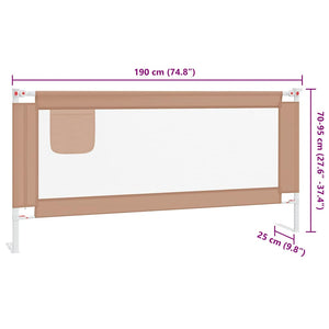Μπάρα Κρεβατιού Προστατευτική Taupe 190 x 25 εκ. Υφασμάτινη - Pakobazaar