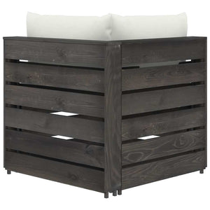 Καναπές Κήπου Τριθέσιος από Γκρι Εμποτισμένο Ξύλο με Μαξιλάρια