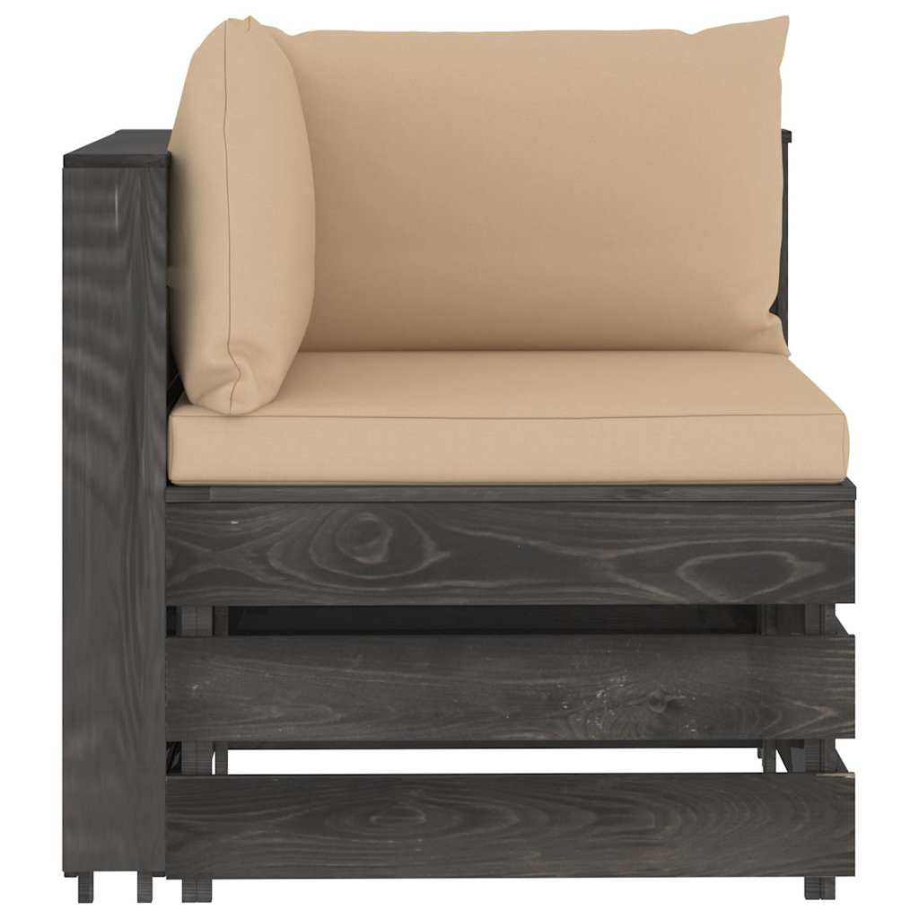 Σαλόνι Κήπου 5 τεμ. από Γκρι Εμποτισμένο Ξύλο με Μαξιλάρια