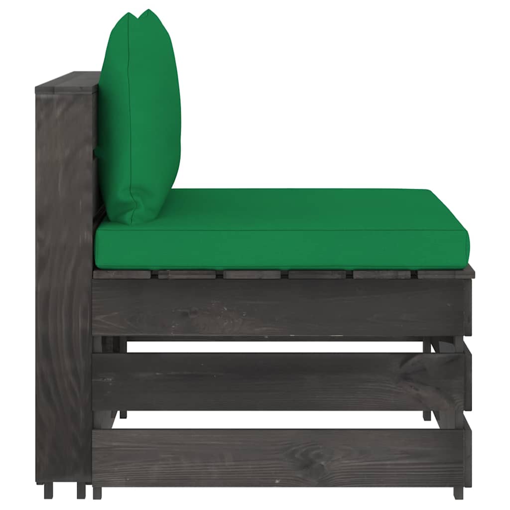 Σαλόνι Κήπου 9 τεμ. από Γκρι Εμποτισμένο Ξύλο με Μαξιλάρια - Pakobazaar