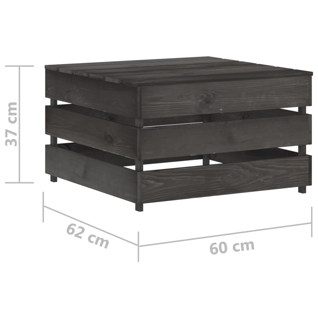 Σαλόνι Κήπου 9 τεμ. από Γκρι Εμποτισμένο Ξύλο με Μαξιλάρια - Pakobazaar