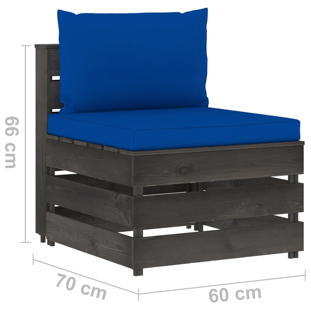 Σαλόνι Κήπου 8 Τεμαχίων από Γκρι Εμποτισμένο Ξύλο με Μαξιλάρια - Pakobazaar