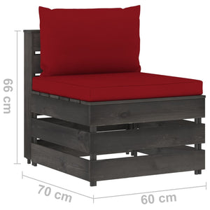 Σαλόνι Κήπου Σετ 12 Τεμ. από Γκρι Εμποτισμένο Ξύλο με Μαξιλάρια - Pakobazaar