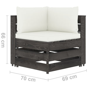 Σαλόνι Κήπου 7 Τεμαχίων από Γκρι Εμποτισμένο Ξύλο με Μαξιλάρια