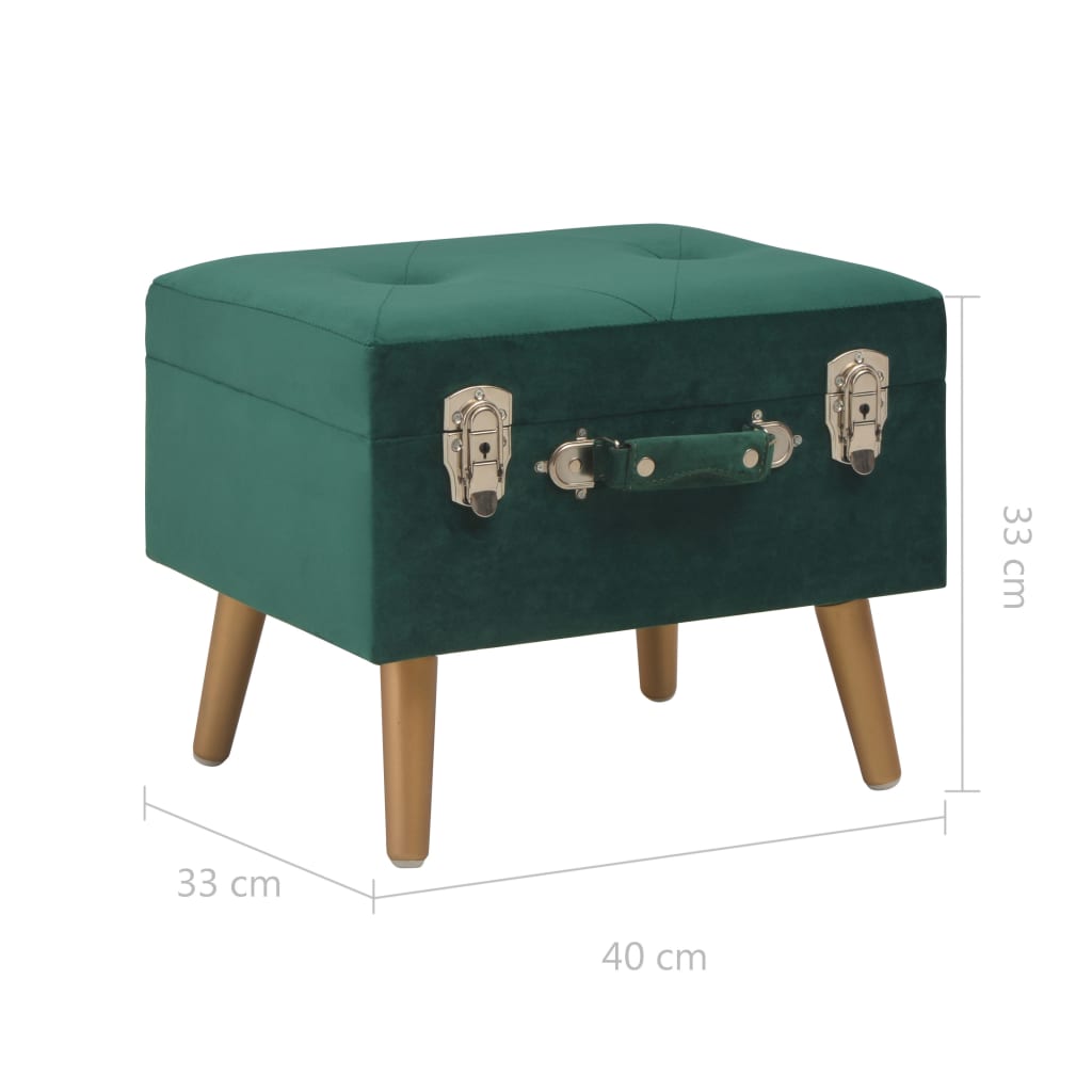 Σκαμπό με Αποθηκευτικό Χώρο Πράσινο 40 εκ. Βελούδινο