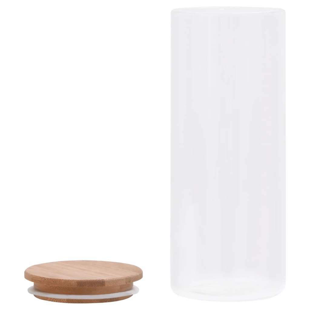 Βάζα 6 τεμ. 1000 ml Γυάλινα με Καπάκι από Μπαμπού - PAKOBAZAAR