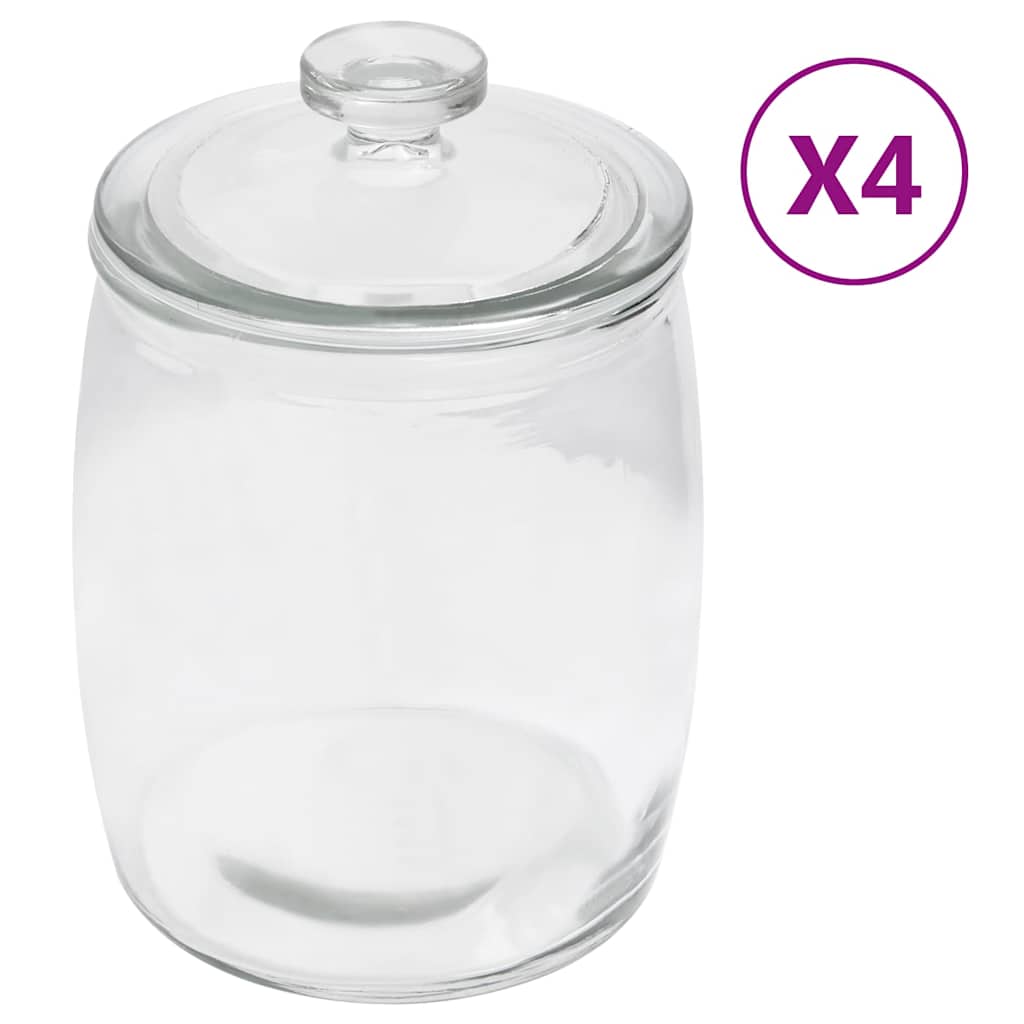 Βάζα 4 τεμ. 3850 ml Γυάλινα με Καπάκι
