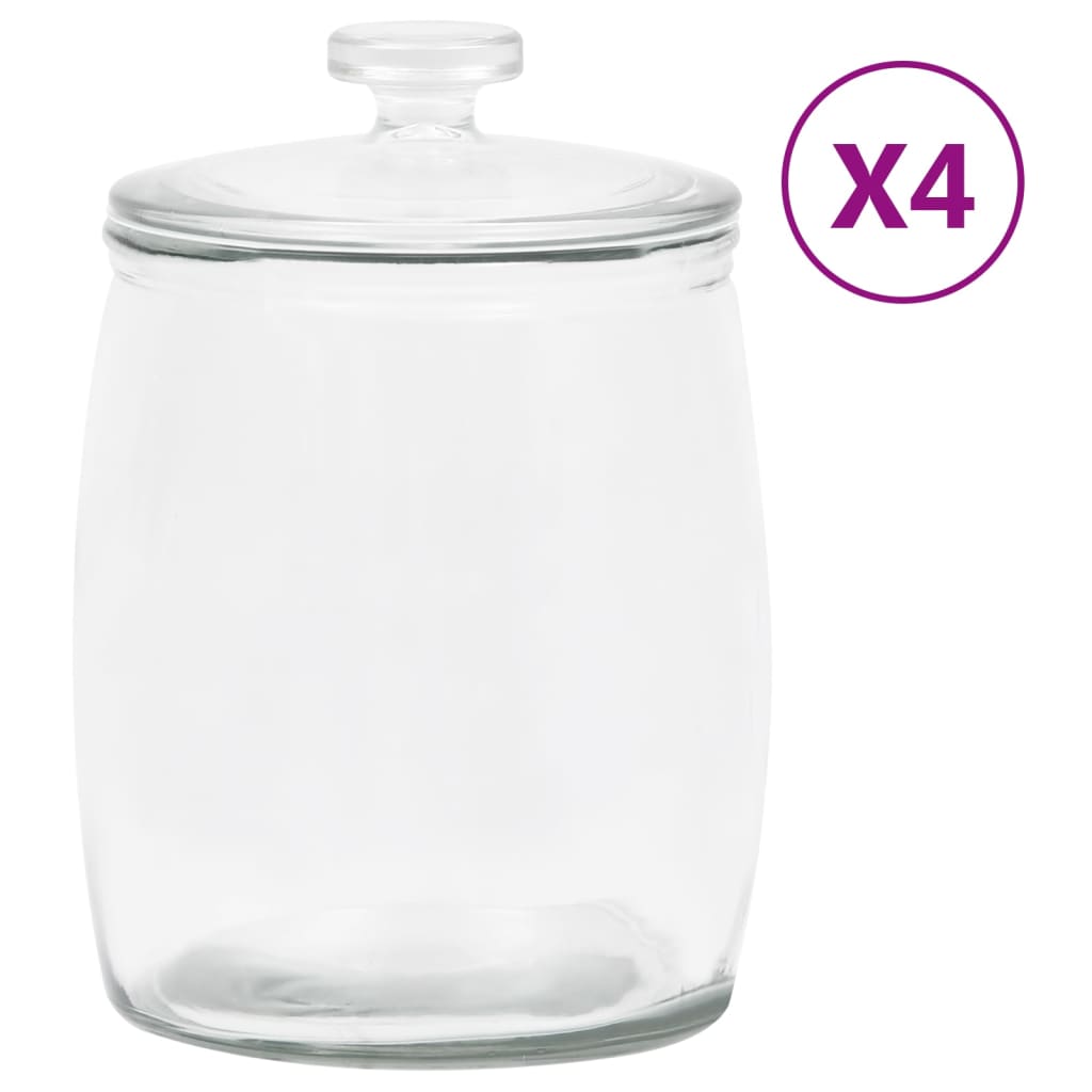 Βάζα 4 τεμ. 8000 ml Γυάλινα με Καπάκι