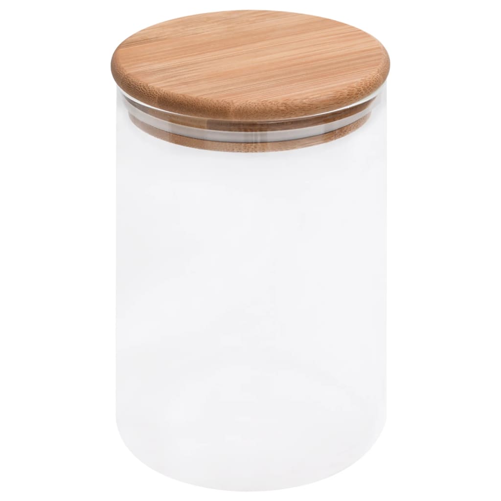 Βάζα 4 τεμ. 800 ml Γυάλινα με Καπάκι από Μπαμπού - PAKOBAZAAR