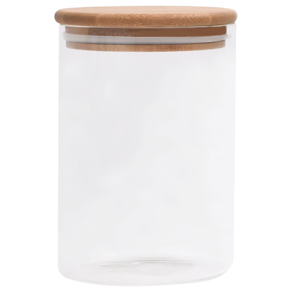Βάζα 4 τεμ. 800 ml Γυάλινα με Καπάκι από Μπαμπού - PAKOBAZAAR