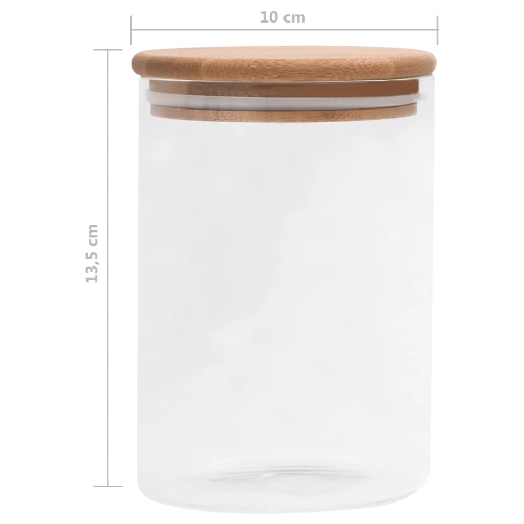 Βάζα 4 τεμ. 800 ml Γυάλινα με Καπάκι από Μπαμπού - PAKOBAZAAR
