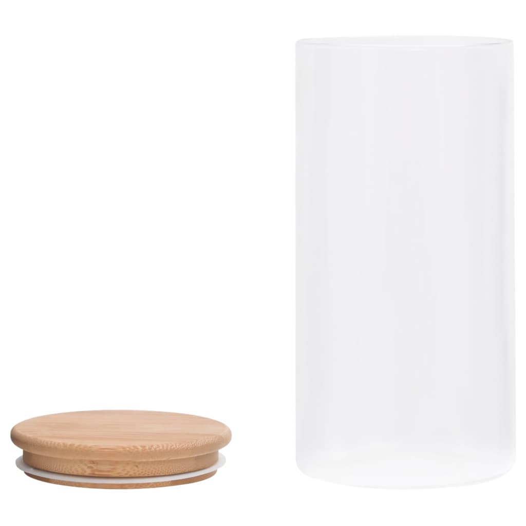 Βάζα 4 τεμ. 1200 ml Γυάλινα με Καπάκι από Μπαμπού - PAKOBAZAAR