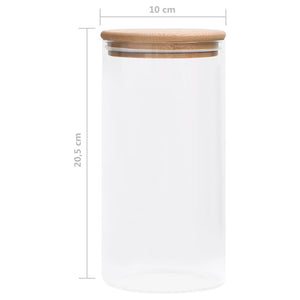 Βάζα 4 τεμ. 1200 ml Γυάλινα με Καπάκι από Μπαμπού - PAKOBAZAAR
