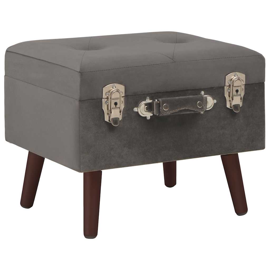 Σκαμπό με Αποθηκευτικό Χώρο 3 Τεμαχίων Γκρι Βελούδινα - Pakobazaar