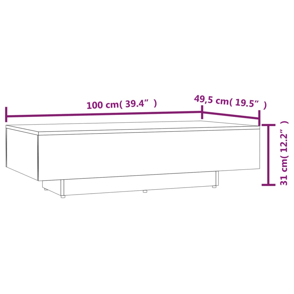 Τραπεζάκι Σαλονιού Λευκό 100x49,5x31 εκ. από Επεξεργασμένο Ξύλο