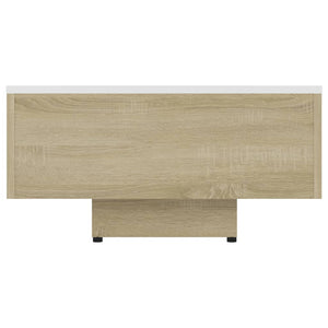 Τραπεζάκι Σαλονιού Λευκό/Sonoma Δρυς 100x49,5x31 εκ. Επ Ξύλο