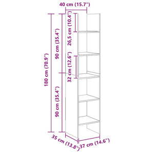 Βιβλιοθήκη Γκρι 40 x 35 x 180 εκ. από Επεξ. Ξύλο