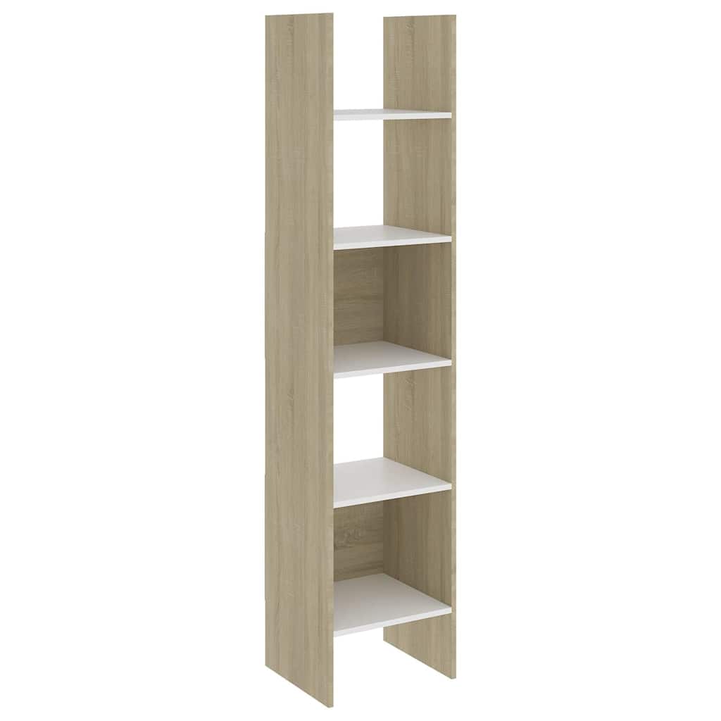 Βιβλιοθήκη Λευκό/Sonoma Δρυς 40 x 35 x 180 εκ. από Επεξ. Ξύλο